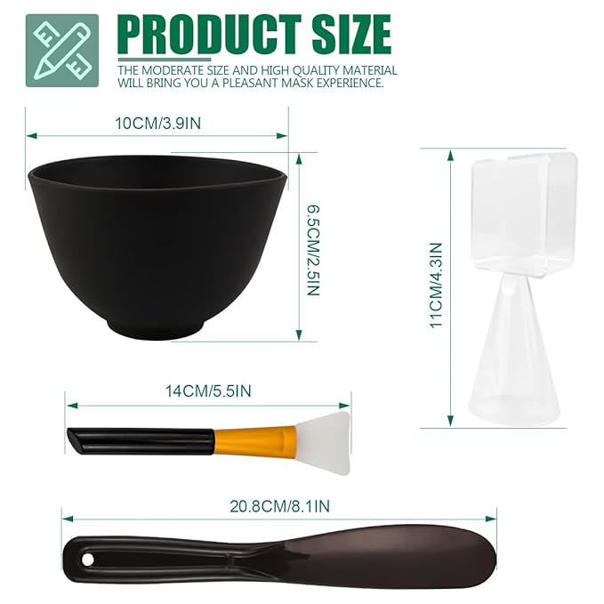 Silicone Face Mask Mixing Bowl Set, Microwavable Silicone Facial Mud Bowl with Bowl Stick Spatula, Face Mask Applicator, Measuring Cup, Cosmetic Beauty Tool for Home Salon