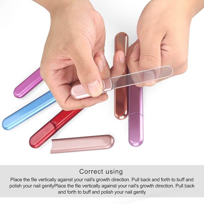 Premium Glass Nail File with Case, Crystal Diamond Salon Best Beauty Nail Buffer for Natural and Acrylic Nails Christmas Gift for Woman and Man,Light Purple