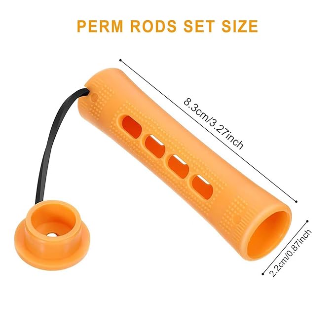 40 Pieces Orange Plastic Perm Rods for Natural Hair Heatless Hair Rollers for Women Hair Roller Curler Styling Tool