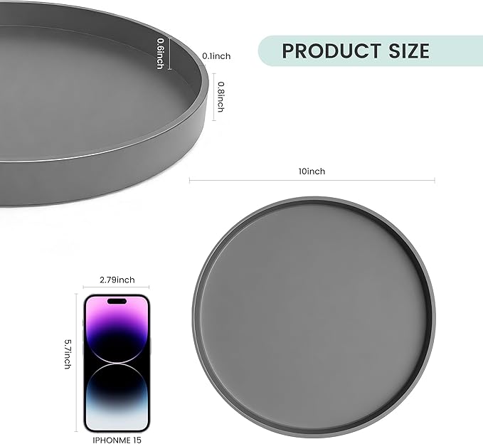 1 Pack 10" Bathroom and Vanity Tray, ABS Bathroom Counter Organizer， Coffee Table Decor for Perfume, Candles, Keys &More. Kitchen Countertop Organizer, Decorative Tray Soap Holder, Grey