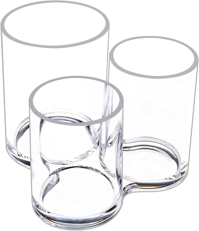 Makeup Brush Holder,Acrylic Clear Round Remote Control Pen Pencil Hair Nail Brush Comb Organizer with 3 Slots
