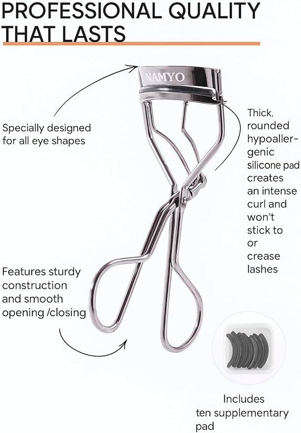 Obsidian Grey Edition Premium Eyelash Curler – Soft Grip. Precision Curl. Lasting Lift. Travel Friendly. Holiday Gift Ready Packaging. Extra Silicone Refills