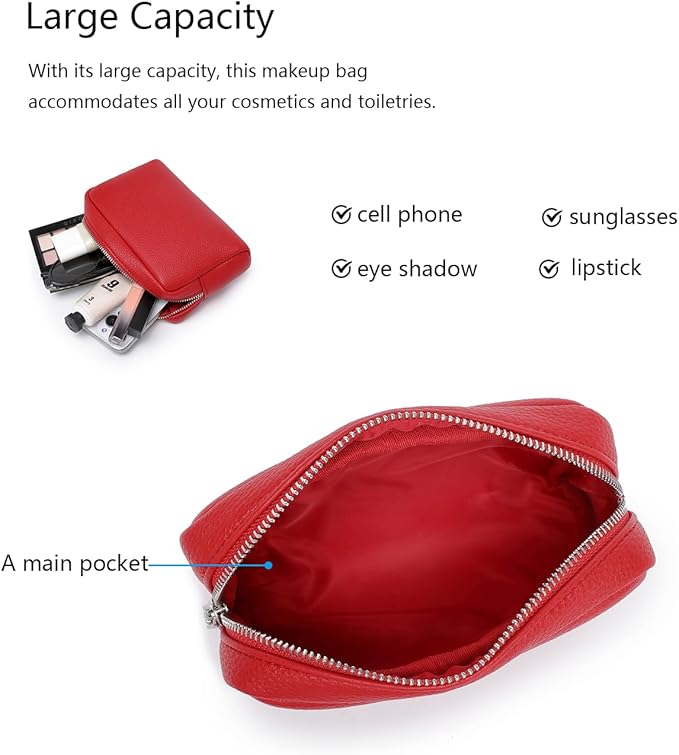 Makeup Bag Large Capacity Women's Classic Black Wash Bag Adjustable Partition Wash Brush and Cosmetic Carrying Bag (Pomegranate Red)