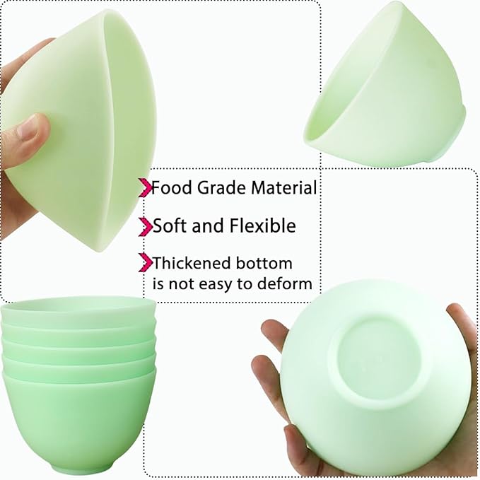 10 Pcs Diy Face Mask Mixing Bowl, Home Use Silicone Facial Mask Mixing Bowls Set Plastic Facial Mask Mixing Masks Set - DIY Skincare Mixing Tool Kit (Green-10Pcs)