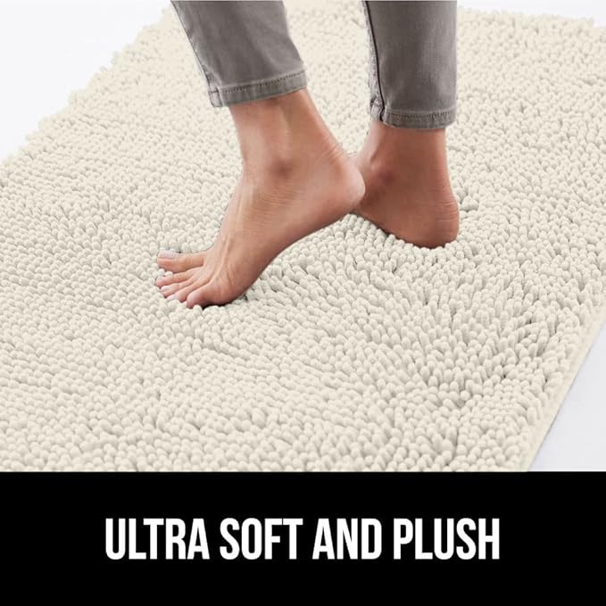 GORILLA GRIP SoakSTOPPER Dog Door Mat, 36x24 Machine Washable Rug Absorbent Doormat Captures Moisture Mud Dirt, Quick Dry Soft Chenille Entryway Rugs Indoor Entrance Mats for Dog Paws, Cream