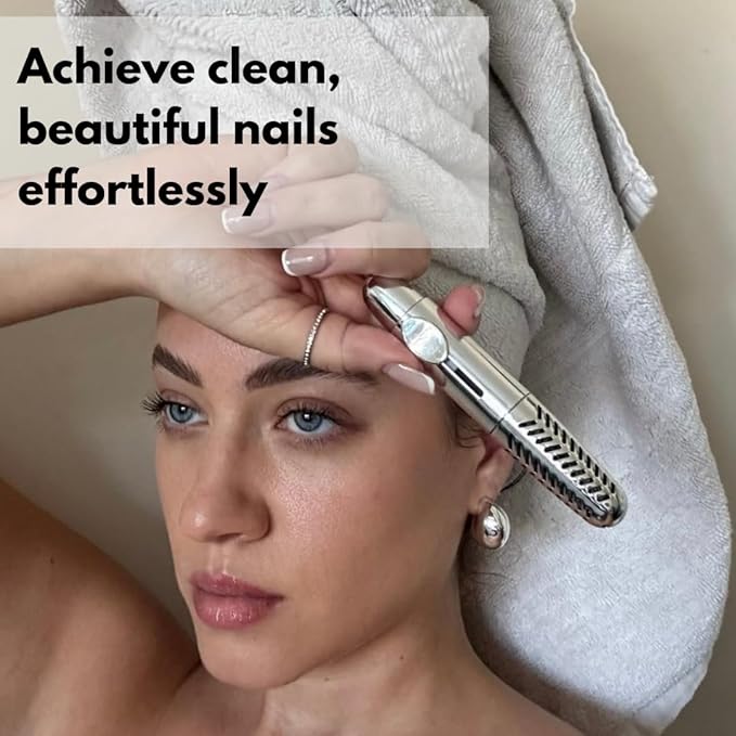 CLAWD Nail Brush for Cleaning Fingernails | Soft Bristle Portable Travel Nail Cleaner Brush for Women | Silver