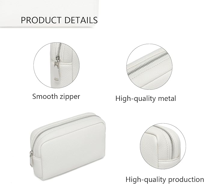 Makeup Bag Large Capacity Women's Classic Black Wash Bag Adjustable Partition Wash Brush and Cosmetic Carrying Bag (Off-white)