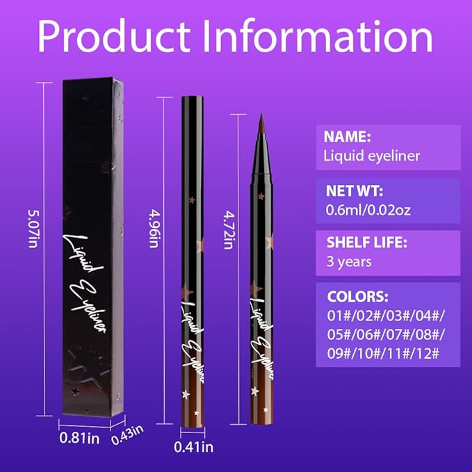 evpct Brown Matte Liquid Eyeliner Waterproof Smudge Proof, Brown Eye Liner Liquid Liner for Face Body Paint, Long-lasting Eyeliner Waterline Thin Quick-dry Eyeliners Pencil Eye Makeup Stay all Day