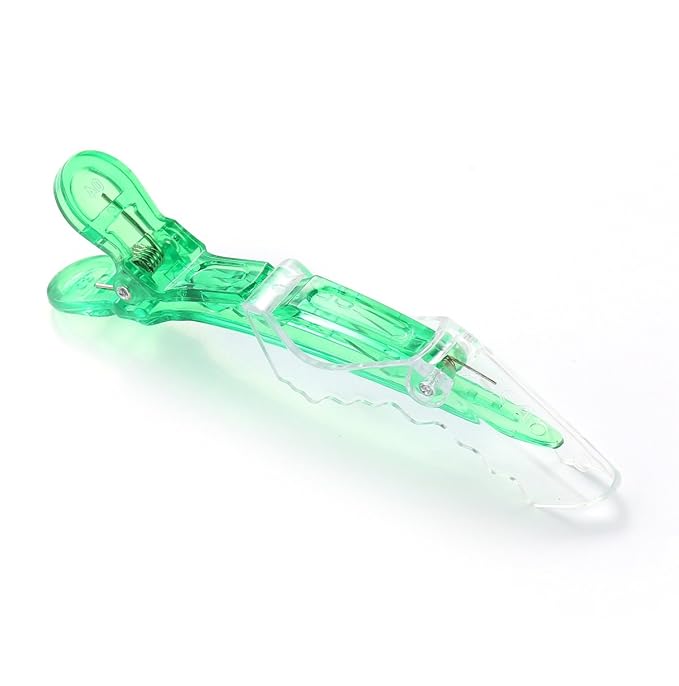 10pcs/set Multicolor Croc Clips Transparent Plastic Hairdresser Clip Hair Styling Sectioning Barrettes Professional Non Slip Alligator Clip Salon DIY Accessories Hairpins (10pcs-Green)