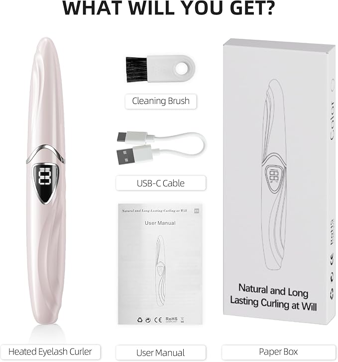 Heated Eyelash Curler, S600 Heated Lash Curler, Accurate Temperature Control Electric Eyelash Curler Heated - Intelligent Power Off, Natural Long Lasting Makeup - Primrose Pink/Silver