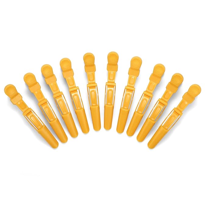 10pcs/set Multicolor Croc Clips Transparent Plastic Hairdresser Clip Hair Styling Sectioning Barrettes Professional Non Slip Alligator Clip Salon DIY Accessories Hairpins (10pcs-Yellow)