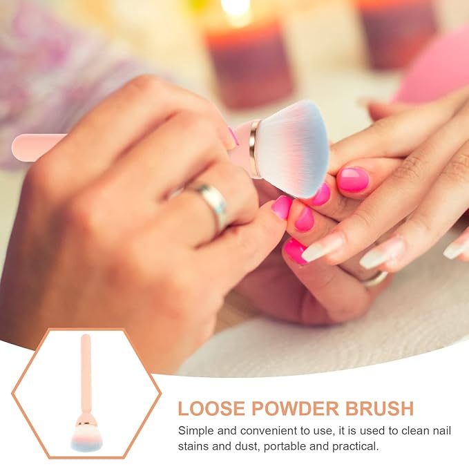 Nail Dust Brush Portable Makeup Brush for Loose Powder and Blush with Soft Handle Compact Size for Nail Art and Makeup Application