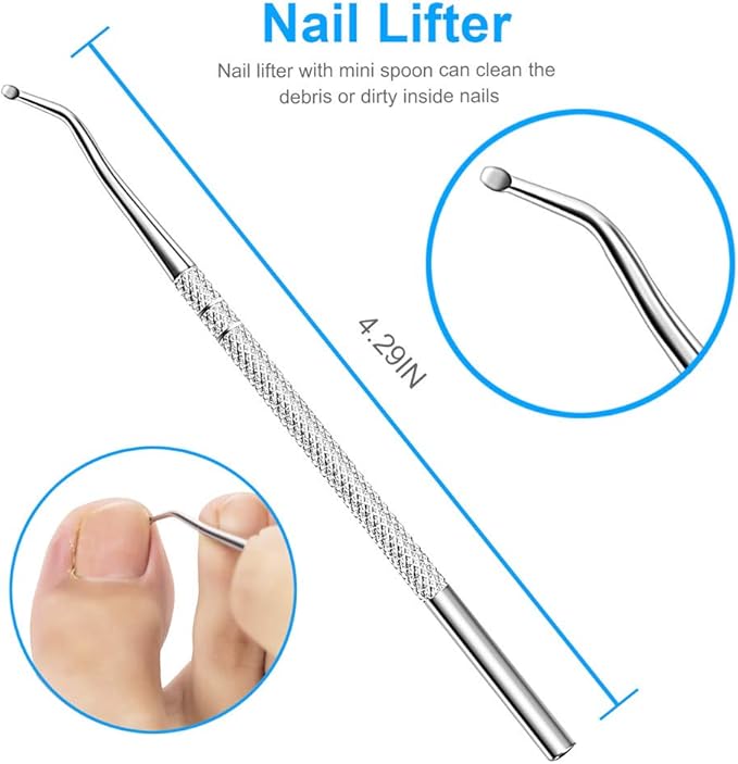 4Pcs Upgraded Toe Nail Clippers Set for Thick Nail or Ingrown Toenail Tool - Premium Sharp Toenail Clipper, File, Cuticle Pusher, Lifter - Professional Stainless Steel Manicure Pedicure Tools by ovwo