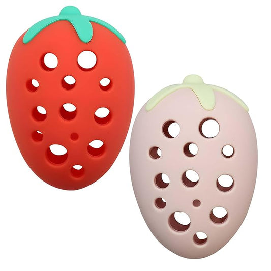 2Pcs Silicone Strawberry Makeup Sponge Holder - Reusable Travel Accessory for Makeup Sponges, Cases, and Skincare Organizers