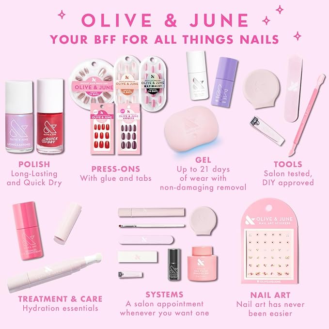 Olive & June Buffer Pack | 1 Full-Size + 2 Mini Nail Buffers for Manicures and Pedicures | Gentle Multi-Grit Buffers for Cuticles, Smoothing & Nail Prep | Salon-Quality Nail Tools for At-Home Use