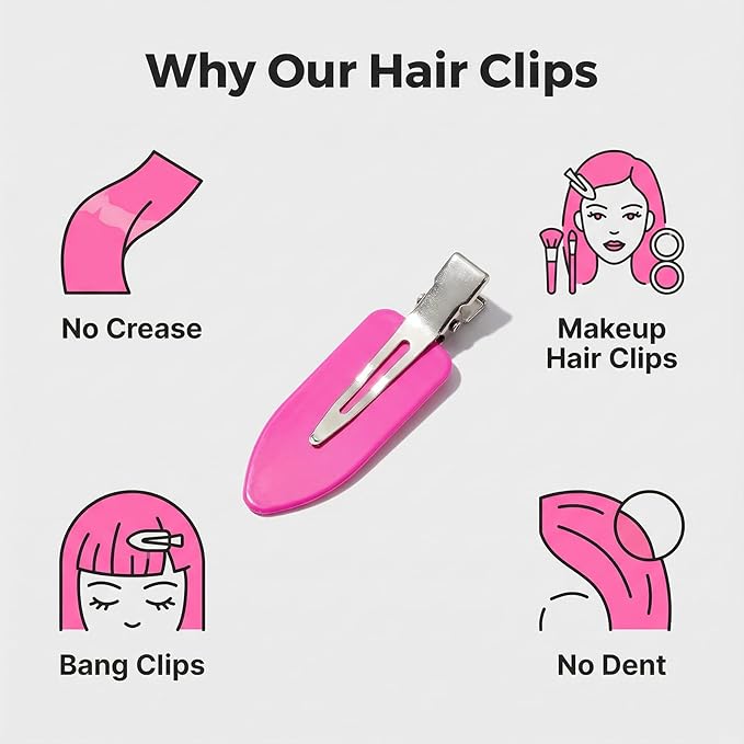 No Crease Hair Clips Makeup Pin Curl Clip Bulk 40Pcs Multicolor No Bend Dent Bang Creaseless Hair Clips for Makeup Application Bangs Hairpin Setting Pins Clip for Women Styling (L.Blue)