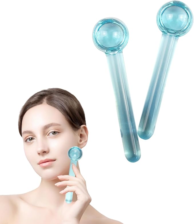 Ice Globes for Face 2PCS - Cold Therapy for Skin Tightening, Anti-Aging & Puffiness (Face/Neck/Eyes) - Light Blue