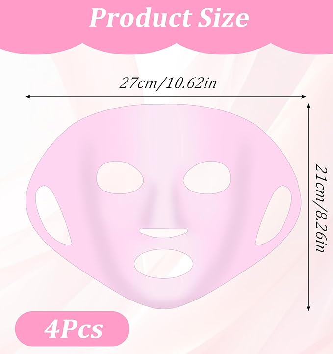 4 Pcs Face Mask Holder Skincare, Silicone Reusable Sheet Mask Holder Anti-Wrinkle Face Masks Cover for Sheet Masks, Moisturizing, Prevent Evaporation, Skincare Tool for Women, Pink & White