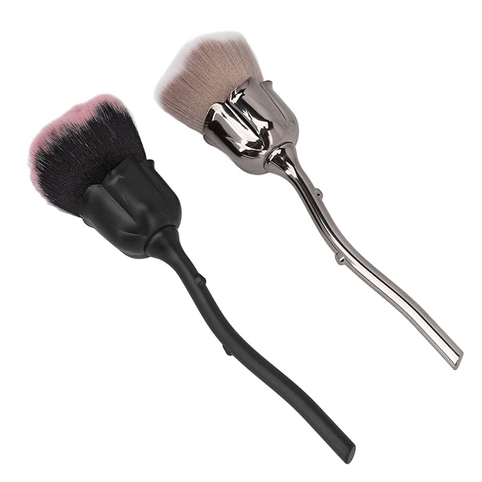 Rose Makeup Brush 2Pcs Soft Nail Dust Brush Face Powder Blush Brush for Daily Makeup and Manicure