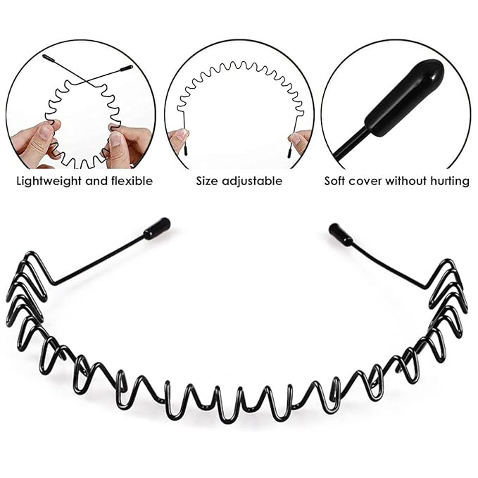Wavy Metal Headband for Men Women Textured Grip Hair Band fr Defined Daily Hairstyles Lightweight Comfortable fr Yoga Washing Face Sports Work Casual Use Unisex Fashion Accessory & Gifts