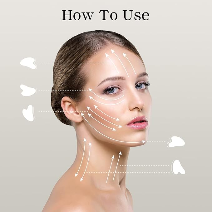 rosenice Gua Sha Facial Tools Black Guasha Tool Gua Sha Jade Stone for Face Skincare Facial Body Tensions Reduce Puffiness Festive Gifts