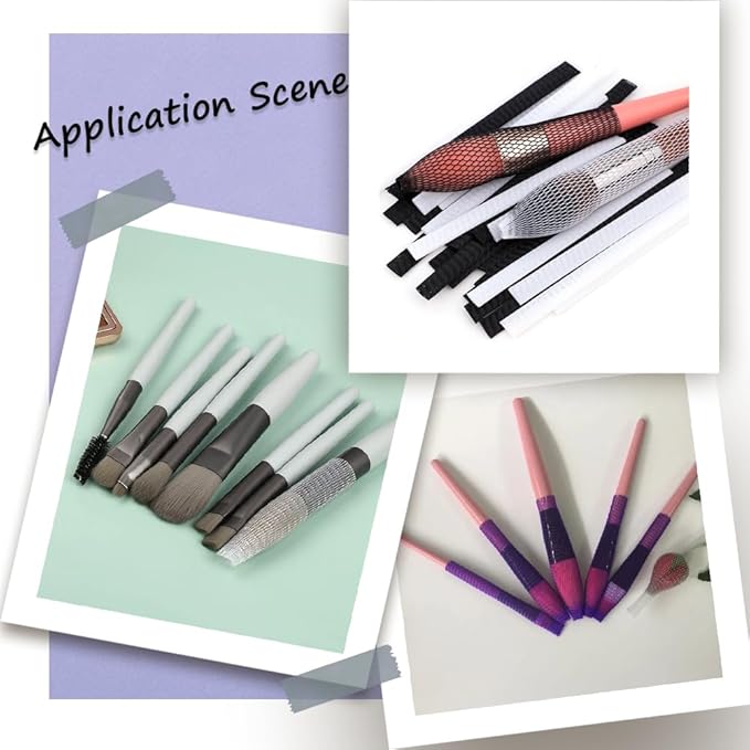 GORGECRAFT 100Pcs Makeup Brushes Pen Guard Protector 4.7 inch Purple Expandable Mesh Sleeve Covers Reusable Make Up Brushes Sheath Mesh Netting Protector Cover for Cosmetic Brushes Travel Paint Brush