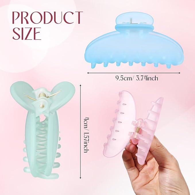 8 Pcs Large Acrylic Hair Claw Clips for Women Non-slip Strong Hold Jaw Clamps for Thick Thin Hair(Frosted,Spring Color)