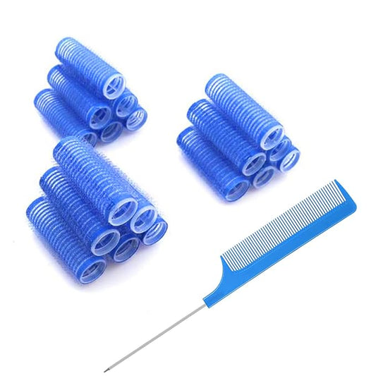 18PCS Self Grip Small Hair Curlers Heatless Roller Hair Curlers Pro Salon Hairdressing Curler DIY Curly Hairstyle Hair Rollers Tools Rat Tail Comb for Women Medium Short Hair(0.8 x 2.4 Inch)