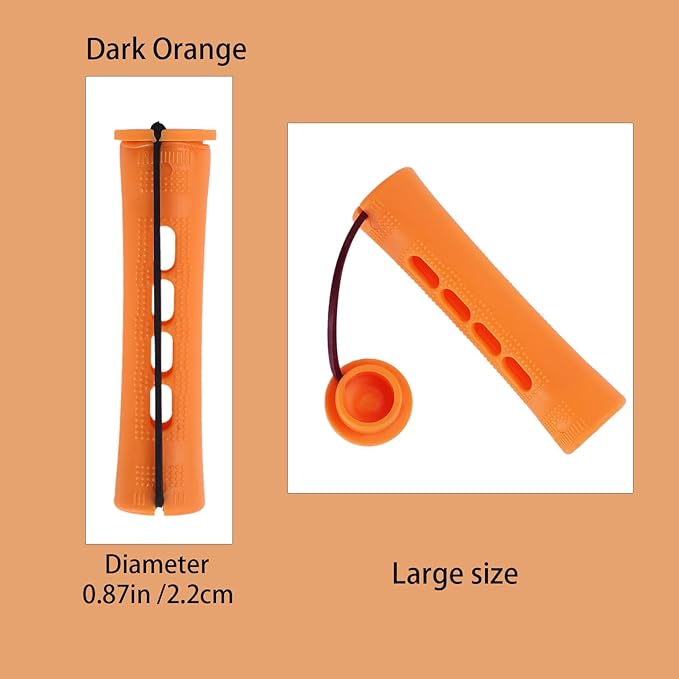 Perm Rods Large Hair Rollers for Natural Long Short Hair Styling Tool Hair Curlers Dark Orange Color