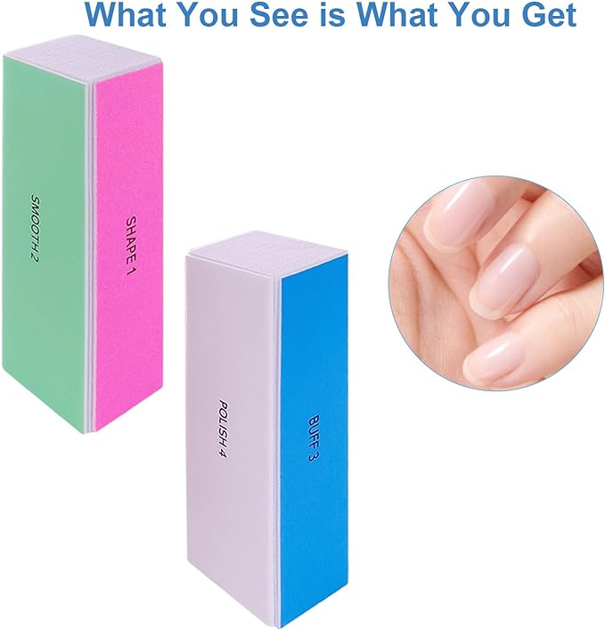 4 Way Nail Buffer Block (10 Pcs), Nail Shine Buffers Blocks Files for Natural and Acrylic Nails Smoother Buffing Block Polisher Fingernail File Buffer 120/240/600/3000 Grit for Buffing Shinning