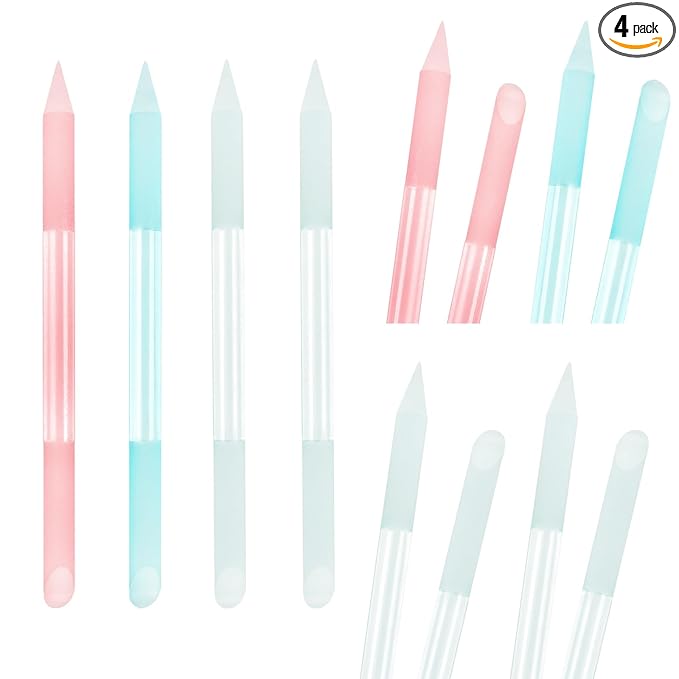 4Pcs Glass Cuticle Pusher, Crystal Cuticle Pusher Glass File, Dual-Ended Manicure Stick, Professional Precision Filing Cuticle Remover, Manicure Pedicure Tools for Nails and Cuticles Care…