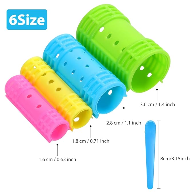 WILLBOND 65 Pieces Magnetic Hair Rollers Set Plastic Rollers Curlers with Clips 4 Sizes for Long Medium Short Hair, Duck Clips Hairnet Hairdressing Styling Tool(Colorful)