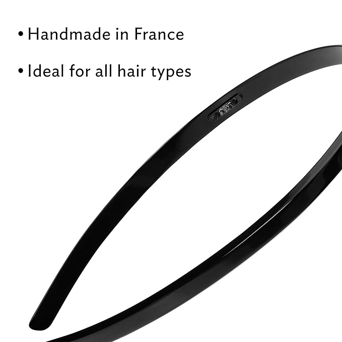 France Luxe Ultracomfort Thin Headband, 1/4”, French Classic, Non Slip Skinny Headbands for Women With Gentle Teeth, Flexible Plastic, Women's Hair Accessories, Grey Onyx Faux Shell