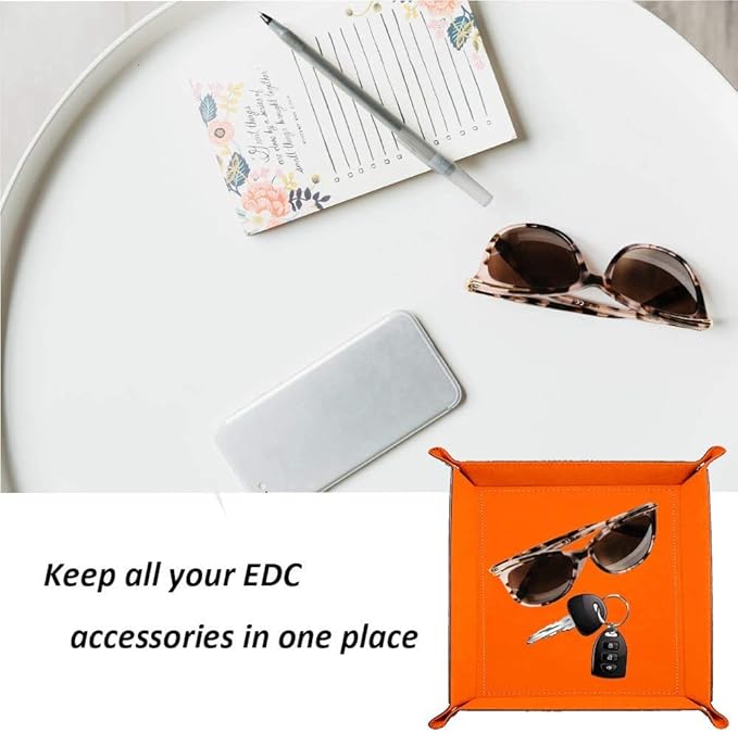 siduater Valet Tray Desktop Storage Organizer, Vegan Leather Catchall Bedside Vanity Tray Nightstand Caddy Holder for Remote Controller, Watch, Keys, Phone, Wallet, Sunglasses, Jewelry - Flag