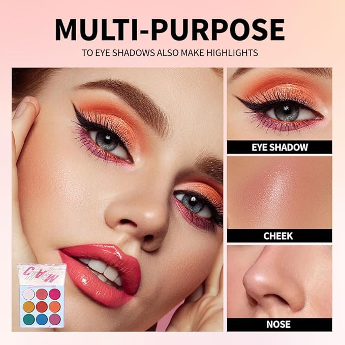 High Pigment 9-Color Rainbow Nude Brown Eyeshadow Palette–Matte, Shimmer & Glitter Shades Eye Shadow Kit,Long-Lasting Warm Neutrals for Soft Glam&Daily Wear,Blendable Travel-Friendly