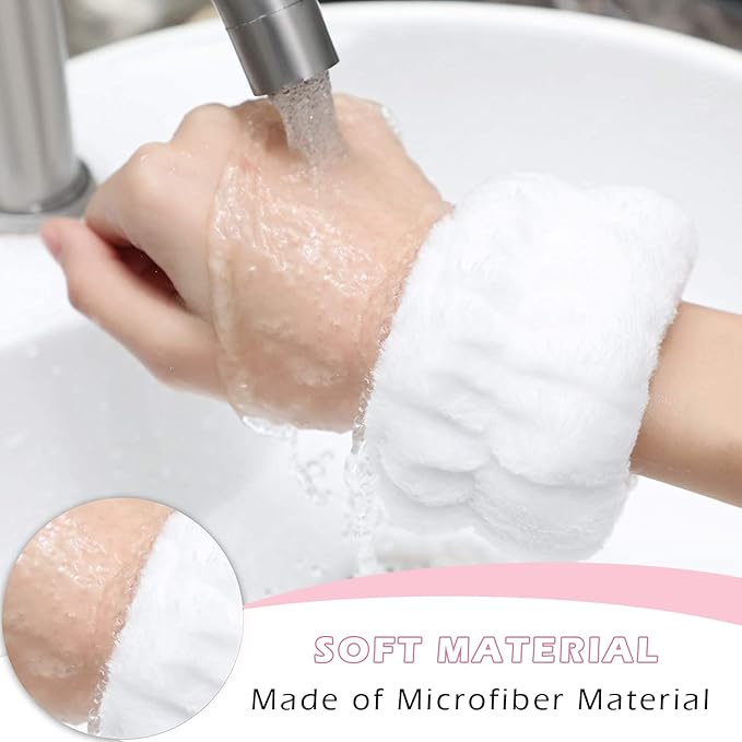 Wrist Bands for Washing Face, Spa Wristbands 8PCS, Microfiber Wrist Towels, Face Wash Wristbands, Absorbent Sweatbands to Prevent Water Spillage Down Arms