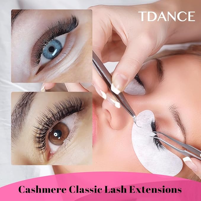 TDANCE Cashmere Lash Extensions Super Soft Classic Lash Extension 0.05mm Thickness D Curl Single Length 9mm Volume Lash Extensions for Professional Salon Use Eyelash Extension(0.05-D,9mm)