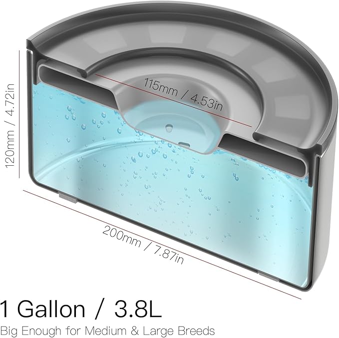 1Gallon No Spill Water Bowl for Dogs, Double-Wall Stainless Steel with Splash-Proof Paws Lid and Floating Disk, Non-Slip Base, Easy to Clean Slow Water Feeder for Large Medium Dogs