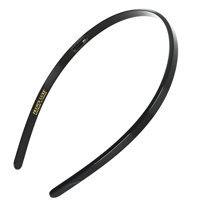 France Luxe Ultracomfort Thin Headband, 1/4”, French Classic, Non Slip Skinny Headbands for Women With Gentle Teeth, Flexible Plastic, Women's Hair Accessories, Black