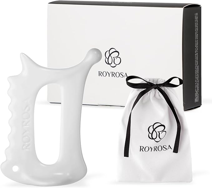 ROYROSA® 로이로사괄사 K-Beauty, 100% Ceramic Guasha, Facial and Body Acupuncture Therapy, Reduce Fine Lines and Wrinkles, Made in South Korea (Royrosa Guasha)
