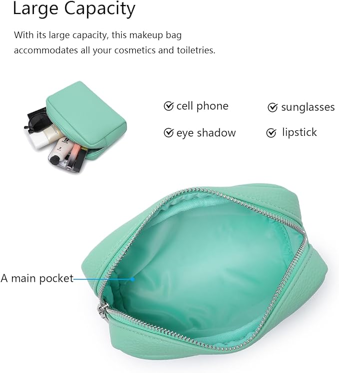Makeup Bag Large Capacity Women's Classic Black Wash Bag Adjustable Partition Wash Brush and Cosmetic Carrying Bag (Light green)
