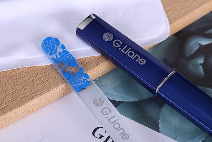 Crystal Nail File Set–Professional Nail File Manicure Pedicure Kit for Natural Nails Acrylic Nails Gels Nails Manicure Tools for Home and Salon(Rose Blue)