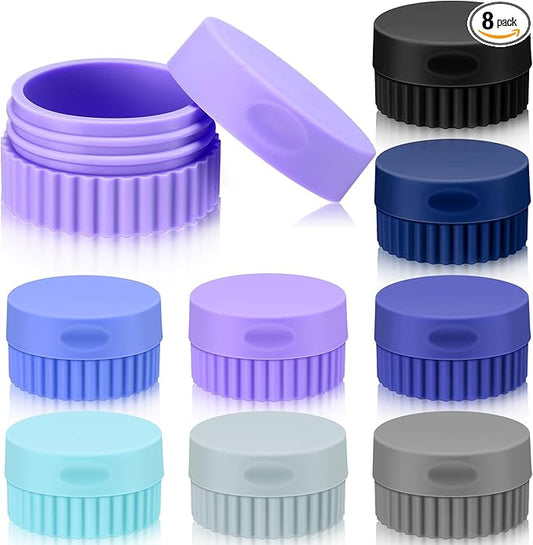 Maxcheck 8 Pcs Travel Containers for Toiletries 0.68 Oz/20 ml Small Silicone Cream Jar with Lid Mini Leakproof Lotion Jar Refillable Travel Cosmetic Container for Face Body Skin Cream (Modern Color)