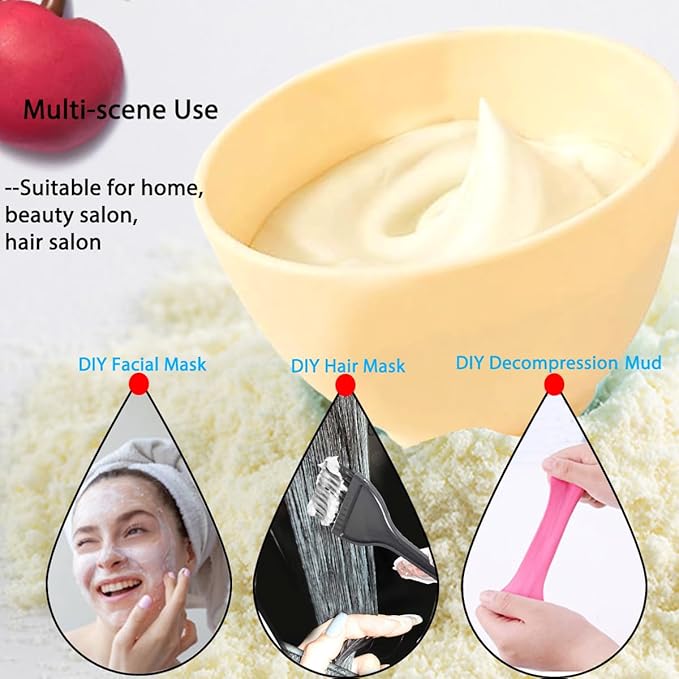 10 Pcs Diy Face Mask Mixing Bowl, Home Use Silicone Facial Mask Mixing Bowls Set Plastic Facial Mask Mixing Masks Set - DIY Skincare Mixing Tool Kit (Yellow-10Pcs)