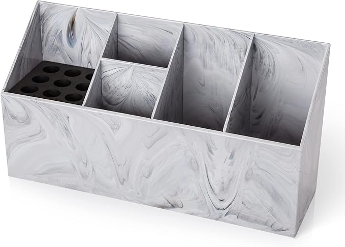 Noverlife Salon Shear Holder, Large Marble Pattern Hair Stylist Shears Rack Neat Desk Organizer, Professional Barber Scissor Holder Pet Grooming Storage Box Container Case for Clippers Combs Clips