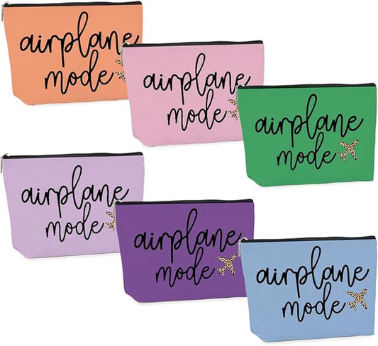 6PCS Pilot Gift Airplane Mode Makeup Bag flight attendant accessories flight attendant gifts airplane travel makeup bag Easter, Mother's Day, Nurses' Day, Christmas gifts for friends and sisters