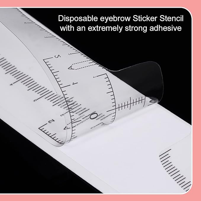100 Pack Eyebrow Ruler, KINGMAS Disposable Brow Ruler Microblading Adhesive Eyebrow Sticker Stencil Guide Measuring Tool