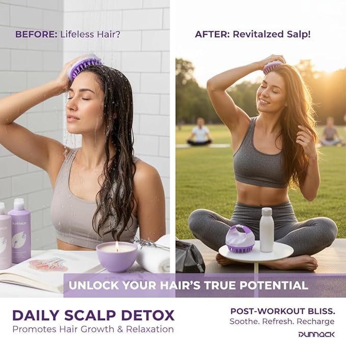Dunnock Manual Scalp Massager & Shampoo Brush (Purple) – Designed to give You a Salon-Like Scalp Treatment at Home Turn Every Wash Dandruff Comb Into a Spa Experience Scalp Stimulator.