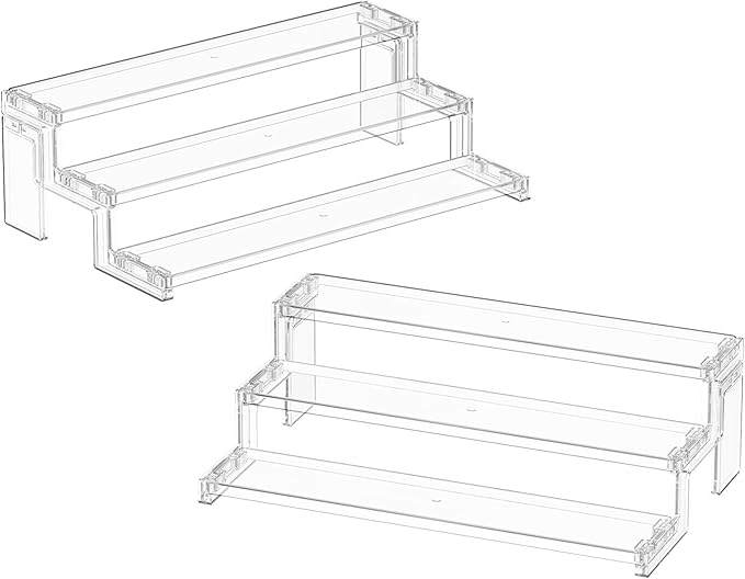Lifewit Cupcake Stand, Perfume Cologne Organizer, Tool-Free Assembly, Display Riser, Spice Rack, Figurine Holder, Makeup Storage, Room Decor, Party Decorations, Clear, 14″ 3 Tier, 2 Pcs