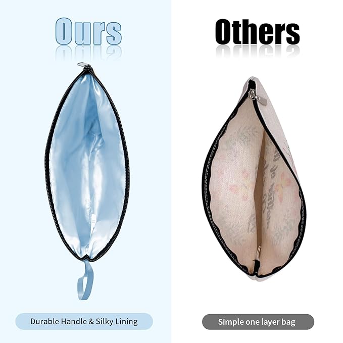Vavabox A-Z Personalized Makeup Bag, Birthday Gifts for Women Mom, Gifts for Best Friend, Bride Bridesmaid Cosmetic bag (L, Blue)